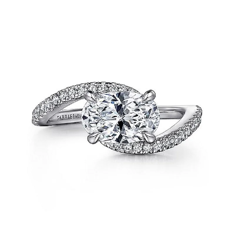 Celebrate Every Occasion With Sparkling Savings 14K White Gold 'Aiva' Bypass East West Oval Diamond Engagement Ring