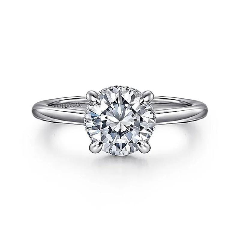 14K White Gold 'Aldon' Round Halo Diamond Engagement Ring