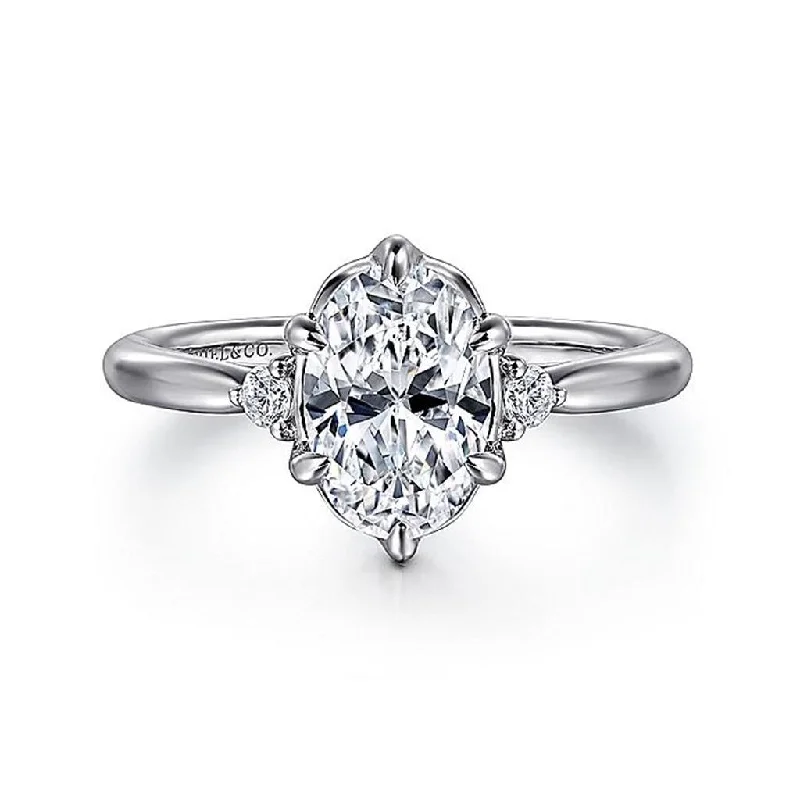 Premium Jewelry At Promotional Prices – Shine Today 14K White Gold 'Blaise' Three Stone Oval Diamond Engagement Ring