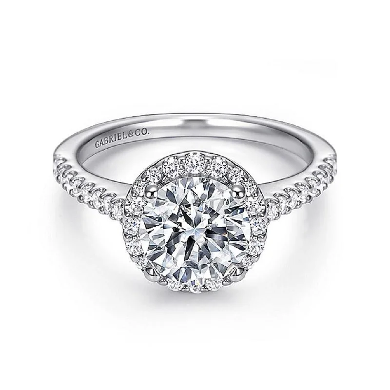 14K White Gold 'Carly' Halo Round Diamond Engagement Ring