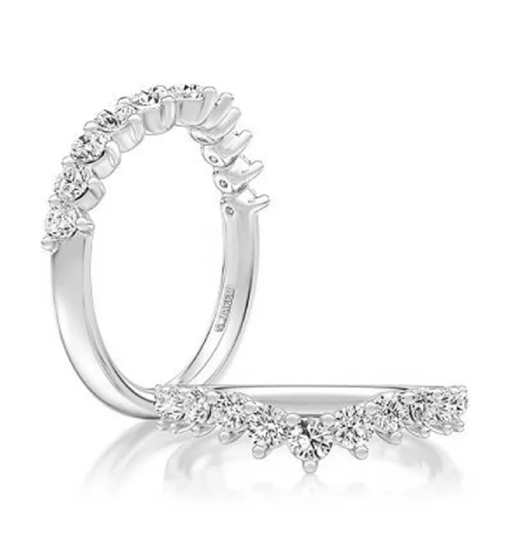 14K White Gold Curved Diamond Ring