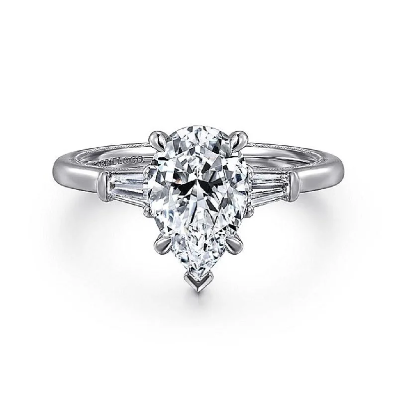 Personalized Jewelry Sale – Unique Gifts At Low Prices 14K White Gold 'Louann' Three Stone Pear Diamond Engagement Ring