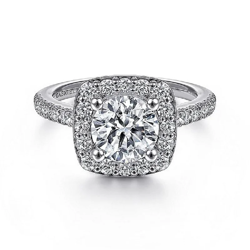 Limited-Time Offer On Elegant Jewelry Pieces 14K White Gold 'Lyla' Halo Round Diamond Engagement Ring