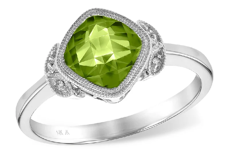 Fashion-Forward Jewelry At Exclusive Discounts 14K White Gold Peridot And Diamond Fashion Ring