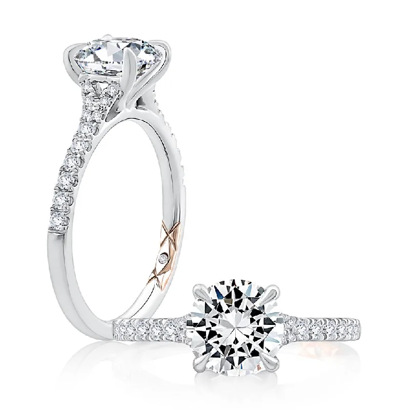 Best Jewelry Sale Prices – Limited-Time Offer 14K White Gold Round Center Diamond Engagement Ring With Pavé Band