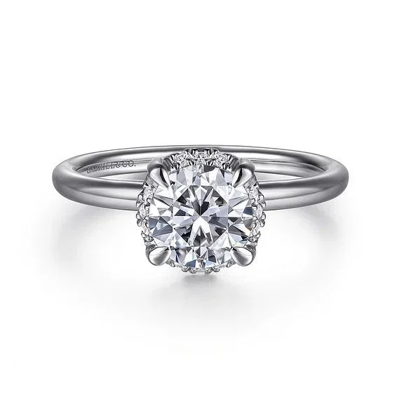 Grab Your Favorite Jewelry At The Lowest Prices 14K White Gold Round Hidden Halo Diamond Engagement Ring (Setting Only)