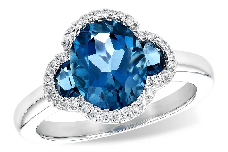 Shop Fine Jewelry With Amazing Deals 14K White Gold Three Stone Blue Topaz Ring