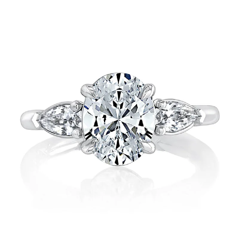 14K White Gold Three Stone Engagement Ring