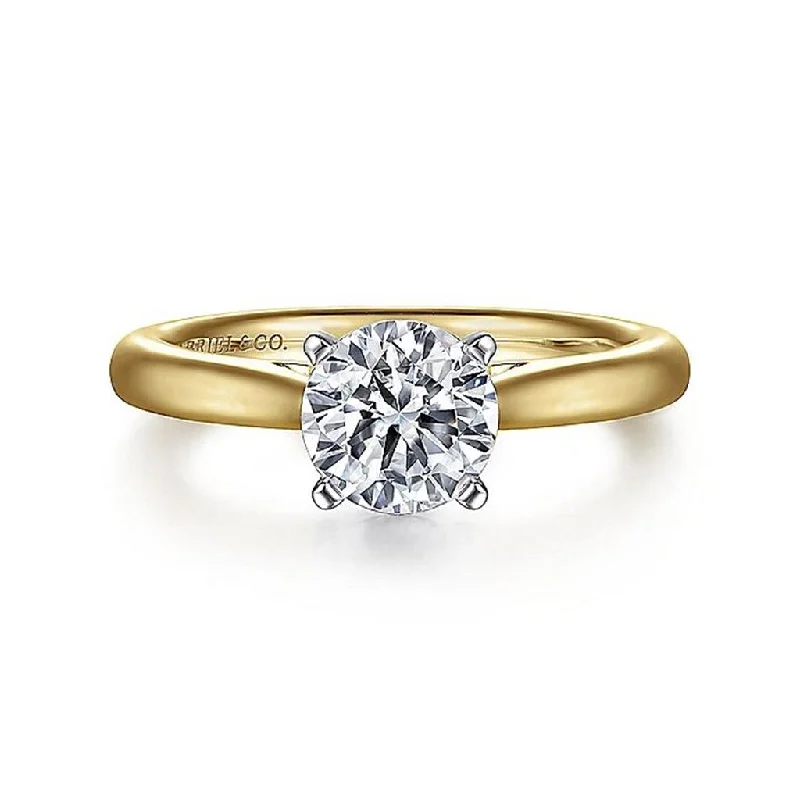 Shop Dazzling Rings, Earrings, And More At Special Discounts 14K Yellow And White Gold 'Michelle' Round Diamond Engagement Ring