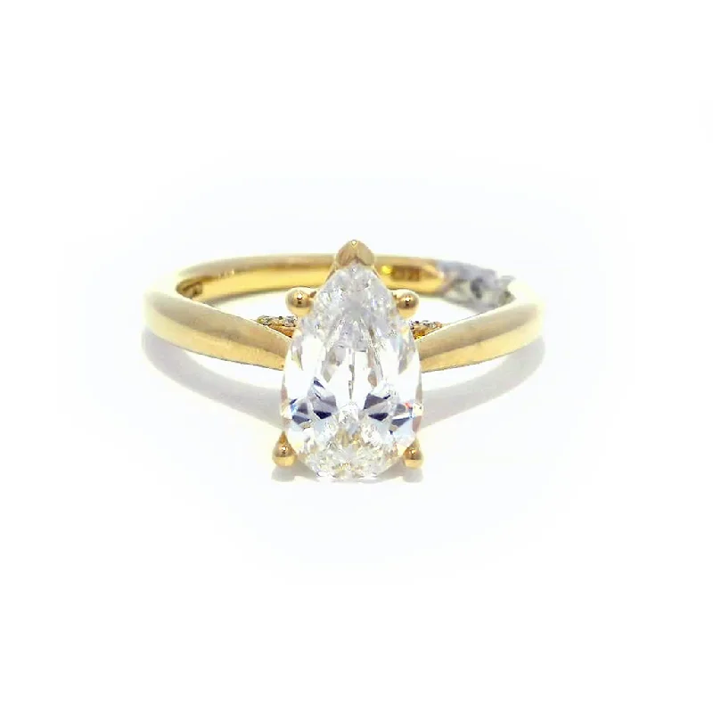 Unique Jewelry Designs Now At Discounted Rates 14K Yellow And White Gold Solitaire Diamond Engagement Ring With Peek-A-Boo Diamonds