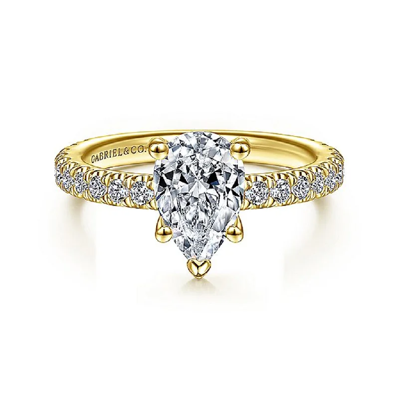 Trending Jewelry Styles Now At Limited-Time Discounts 14K Yellow Gold 'Alina' Hidden Halo Pear Diamond Engagement Ring