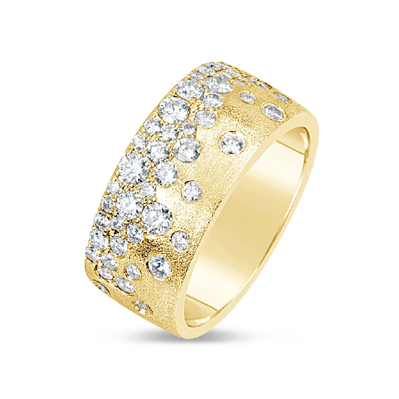 14K Yellow Gold ‘Confetti’ Diamond Flush Set Wide Band