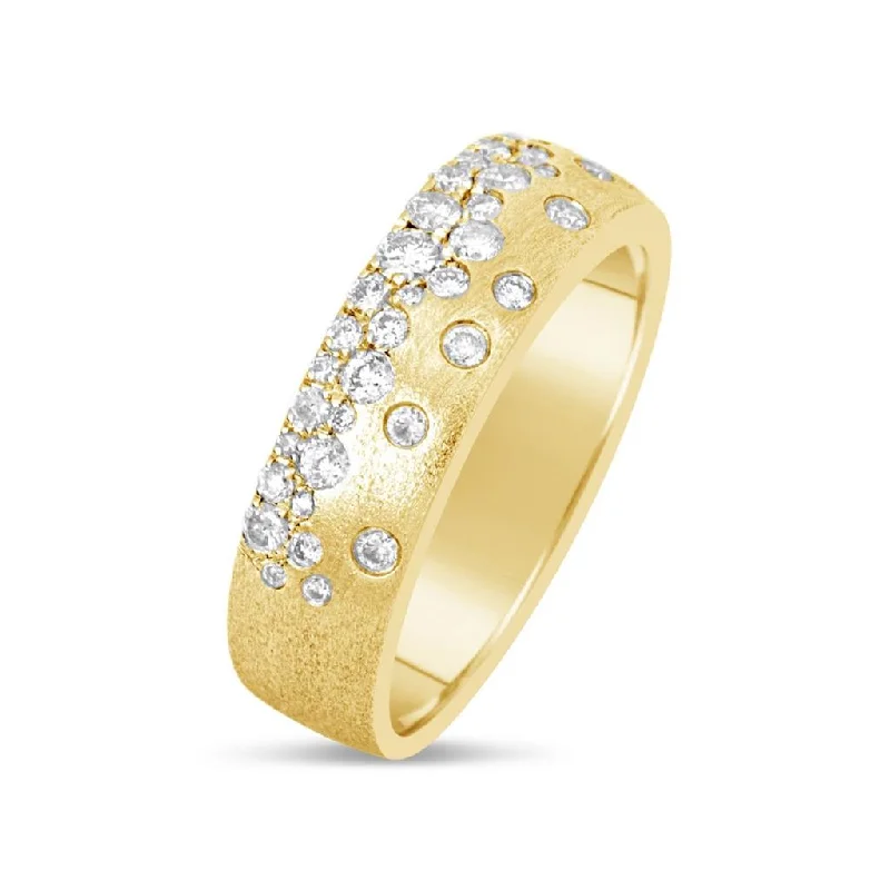 Shine Bright With Our Special Jewelry Promotions 14K Yellow Gold 'Confetti' Satin Finish Diamond Flush Set Cigar Band