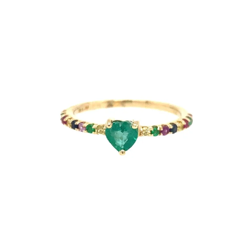 Get Your Favorite Jewelry At The Best Price 14K Yellow Gold Emerald Heart Fashion Ring