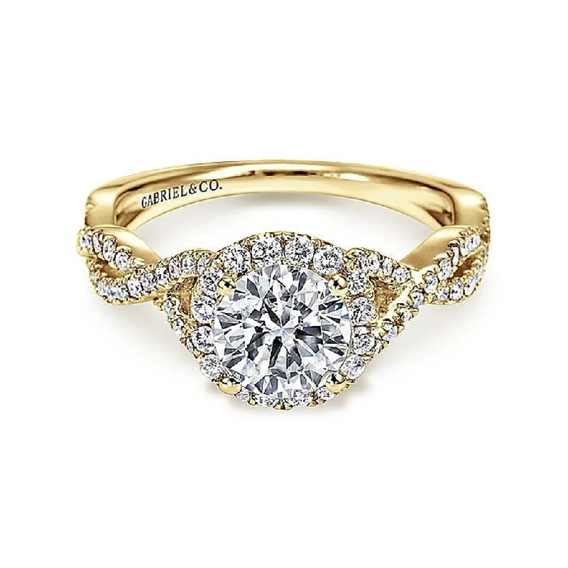 Buy More, Save More On Stunning Jewelry Designs 14K Yellow Gold 'Marissa' Halo Round Diamond Engagement Ring