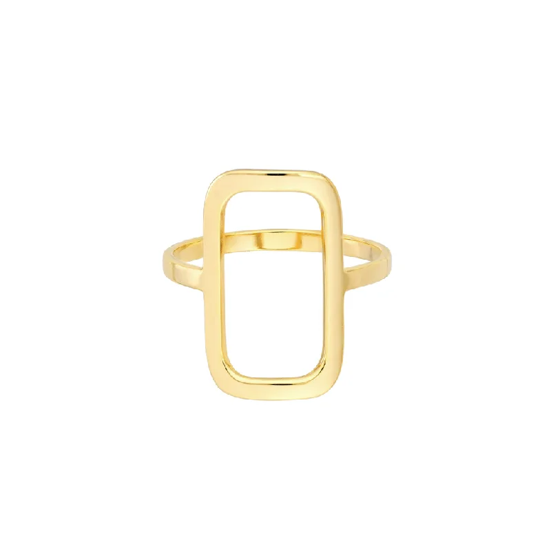 Premium Diamond Jewelry At Once-In-A-Lifetime Discounts 14K Yellow Gold Rectangular Frame Ring