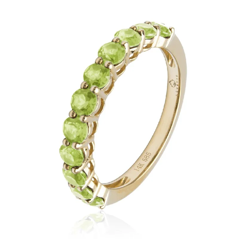 Special Sale On Handcrafted Jewelry – Shop Today 14K Yellow Gold Straight Peridot Band