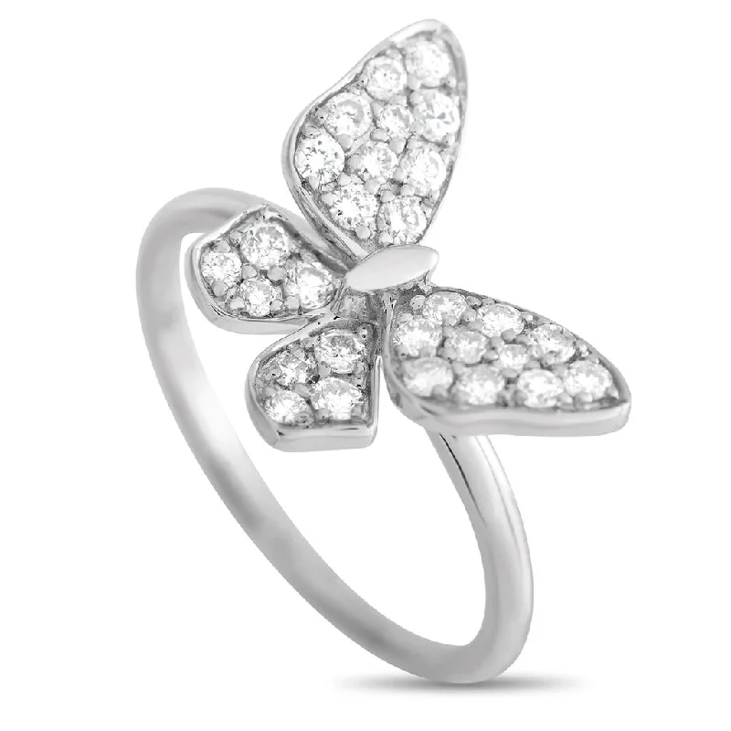 18K White Gold Diamond Butterfly Statement Ring