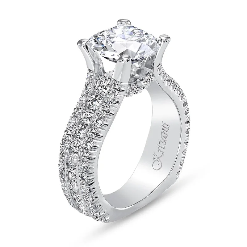 Unmissable Jewelry Discounts – Elevate Your Look For Less 18K White Gold Wide Band Round Diamond Engagement Ring