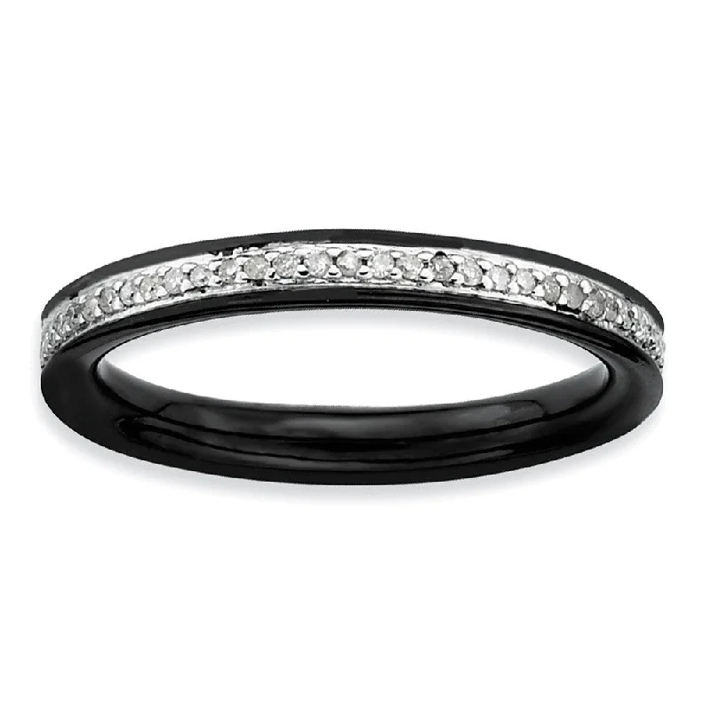 2.25mm Black Plated Sterling Stackable 1/5 Cttw HI/I3 Diamond Band