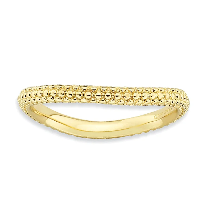 Timeless Elegance Now At Special Discounts 2.25mm Stackable 14K Yellow Gold Plated Silver Curved Band