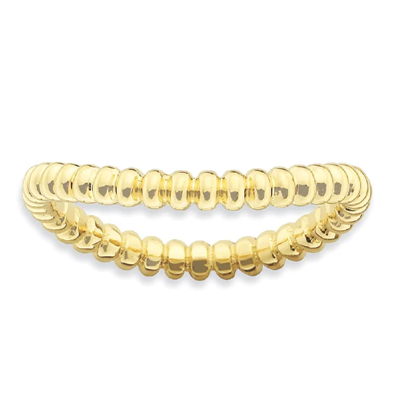 Dazzle In Elegance With Our Biggest Jewelry Sale 2.25mm Stackable 14K Yellow Gold Plated Silver Curved Beaded Band