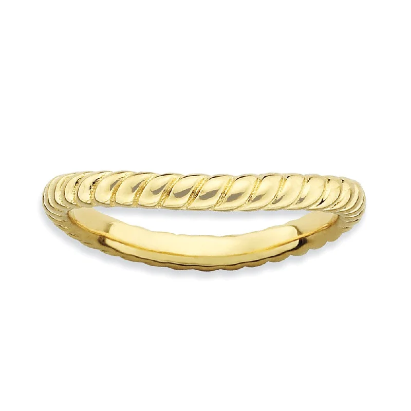 Dainty And Elegant Jewelry Now At Reduced Prices 2.25mm Stackable 14K Yellow Gold Plated Silver Curved Rope Band