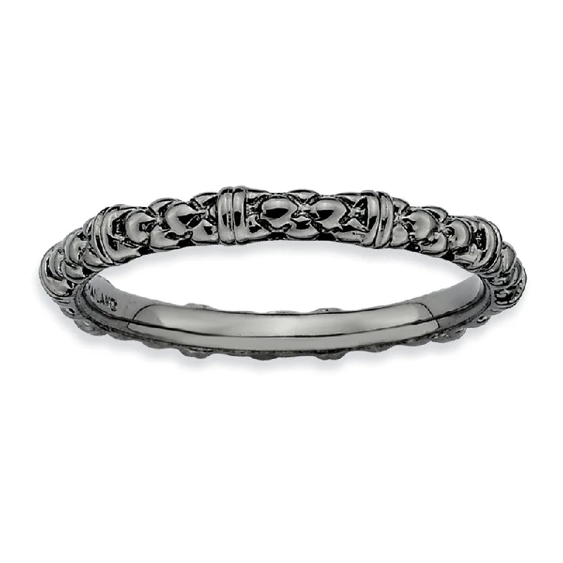 2.25mm Stackable Black Plated Silver Popcorn Band