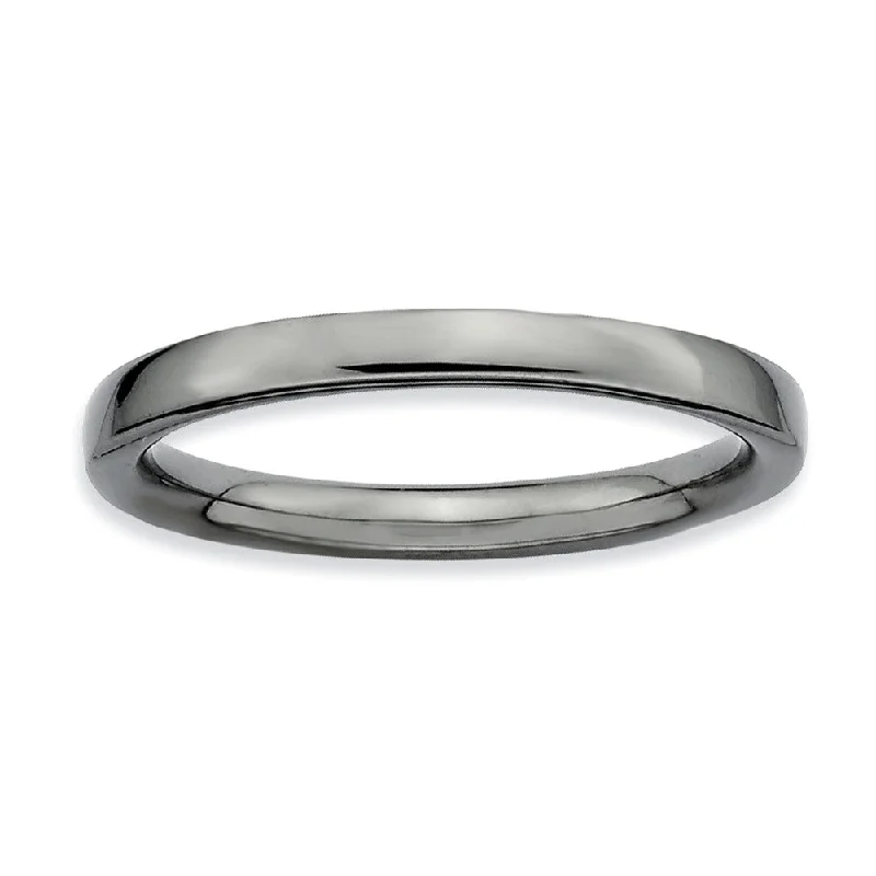 Must-Have Jewelry At Irresistible Discounts 2.25mm Stackable Black Plated Silver Semi Rounded Band