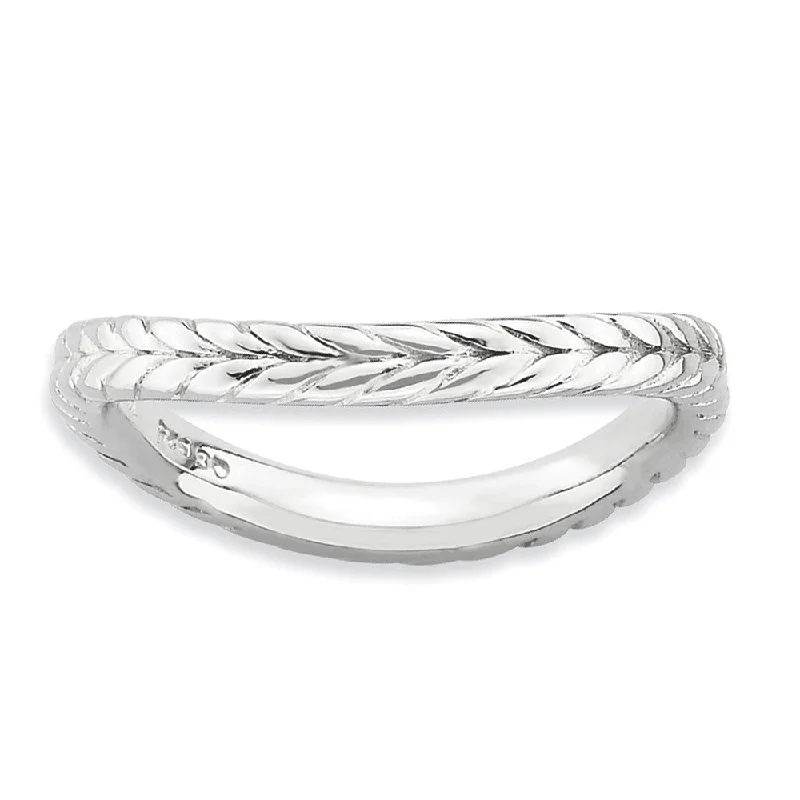 Jewelry Deals That Outshine The Rest 2.25mm Stackable Sterling Silver Curved Wheat Pattern Band