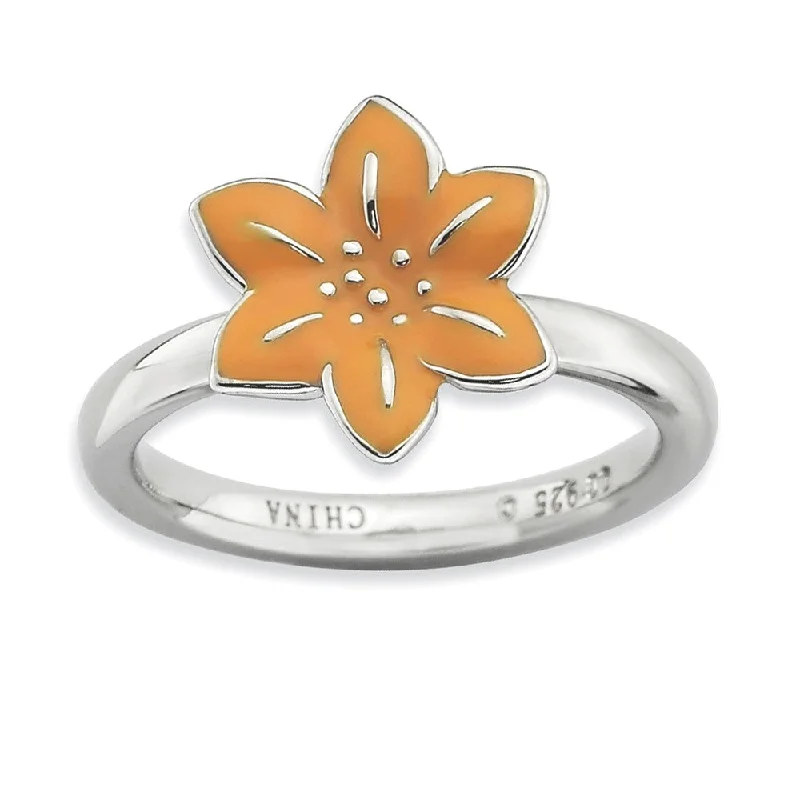 Once-A-Year Jewelry Deals – Shop Before They’Re Gone 2.25mm Sterling Silver Stackable Enameled Gladiolus Ring