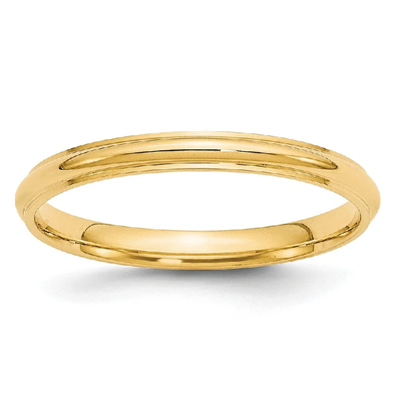 Exclusive Jewelry Sale – Grab Timeless Pieces Now 2.5mm to 6mm 10K Yellow Gold Half Round Ridged Edge Standard Fit Band