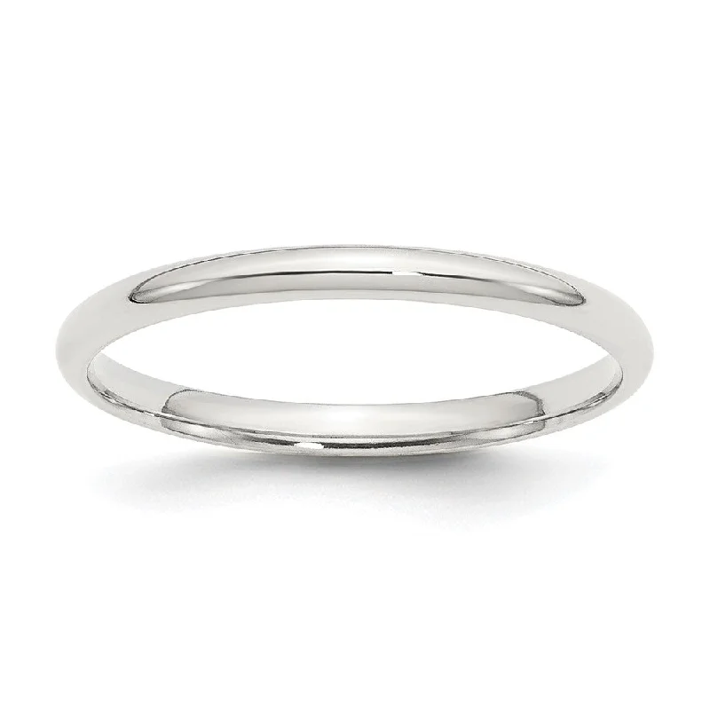 2mm Sterling Silver Polished Domed Comfort Fit Band