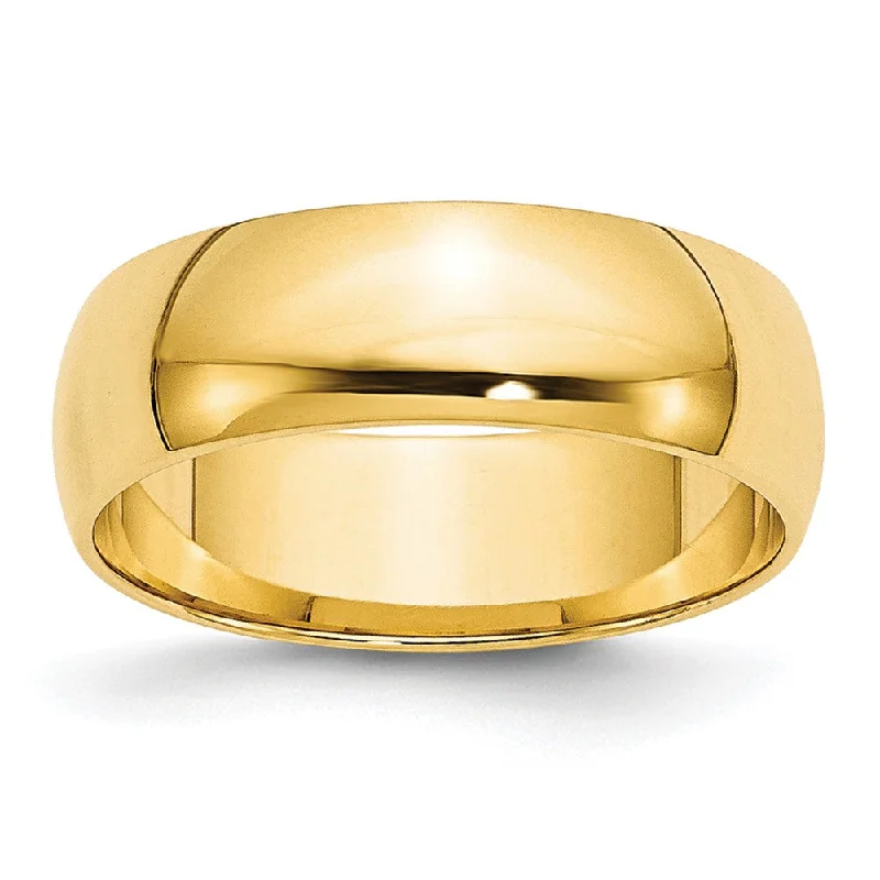 2mm to 6mm 10K Yellow Gold Lightweight Half Round Standard Fit Band