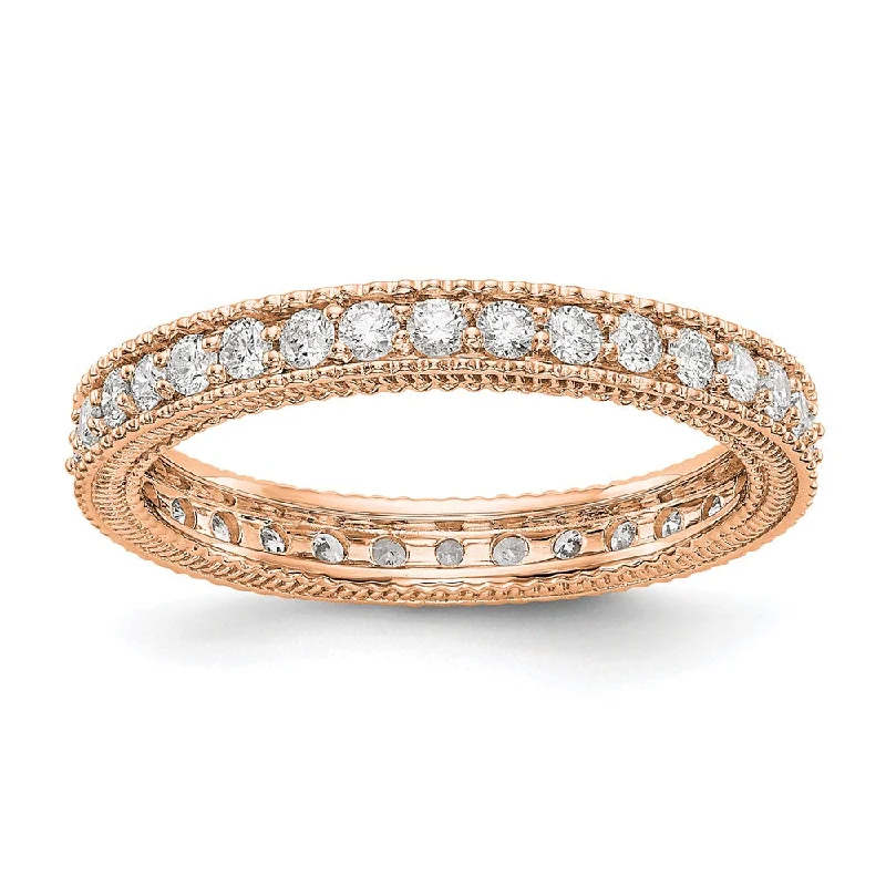 Get Your Favorite Jewelry At The Best Price 3mm 14K Rose or Yellow Gold 3/4 Ctw Diamond Eternity Milgrain Band