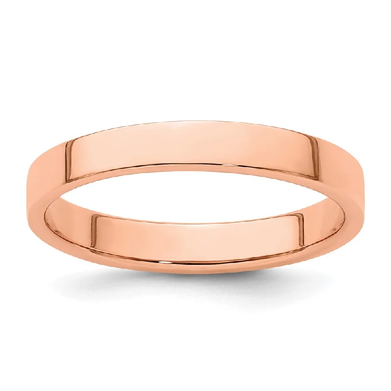 3mm 14K Rose, White, or Yellow Gold Lightweight Flat Standard Fit Band