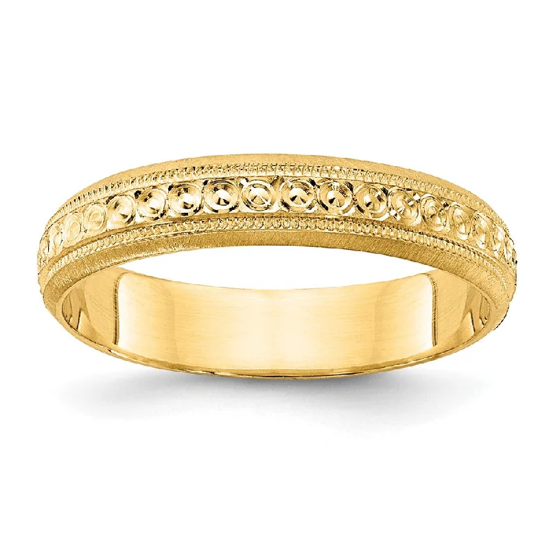 3mm 14K Yellow, White, or Rose Gold Design Etched Standard Fit Band