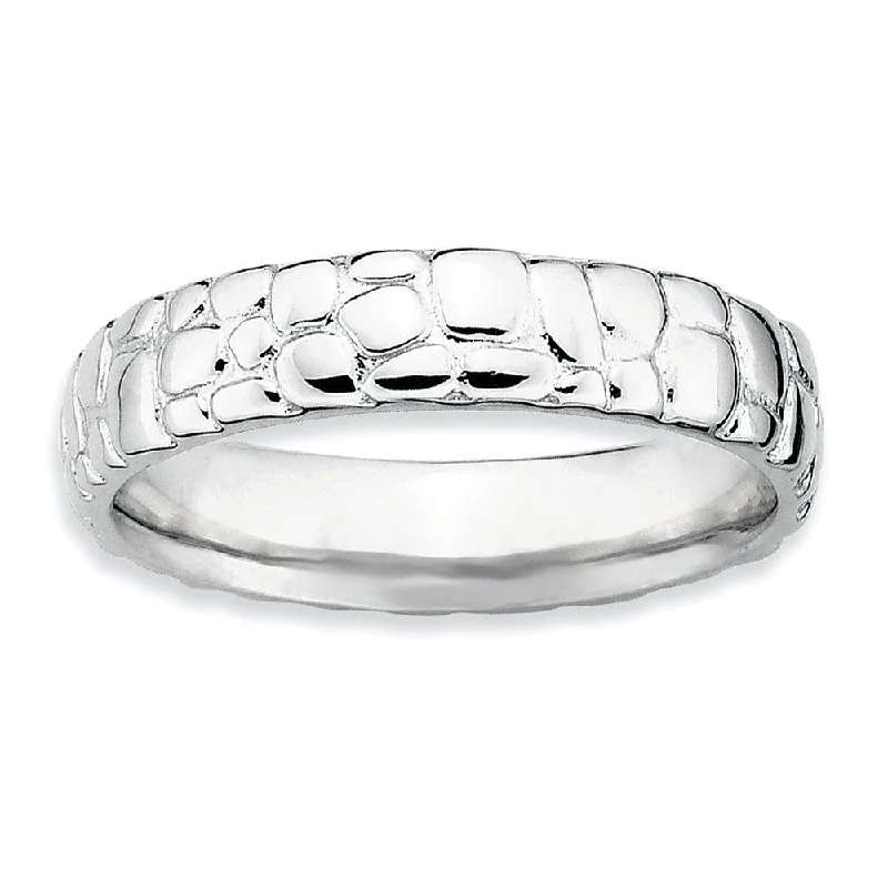 4.5mm Stackable Sterling Silver Cobblestone Band