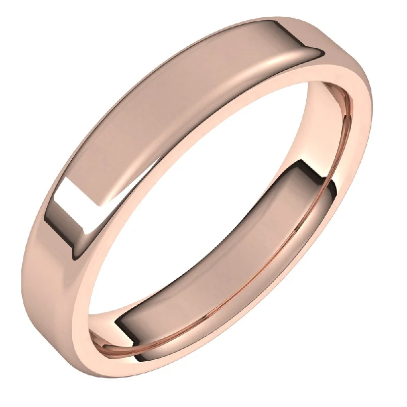 Your Perfect Accessory At The Perfect Price 4mm 14K Rose Gold Polished Round Edge Comfort Fit Flat Band