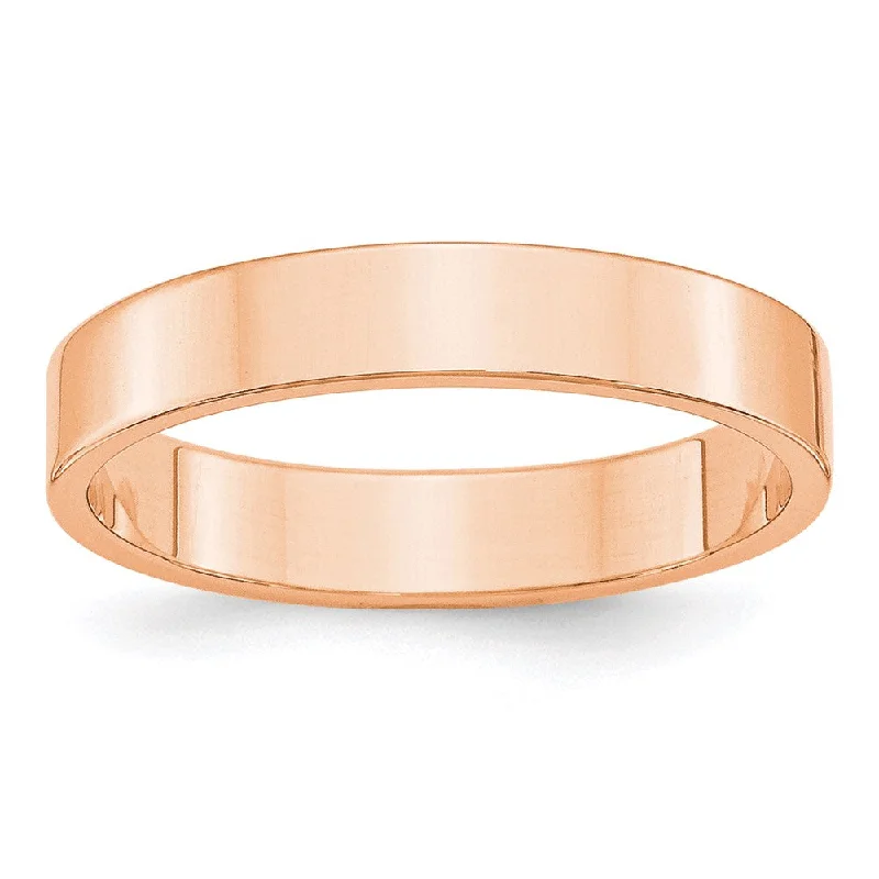 4mm 14K Rose, White, or Yellow Gold Lightweight Flat Standard Fit Band