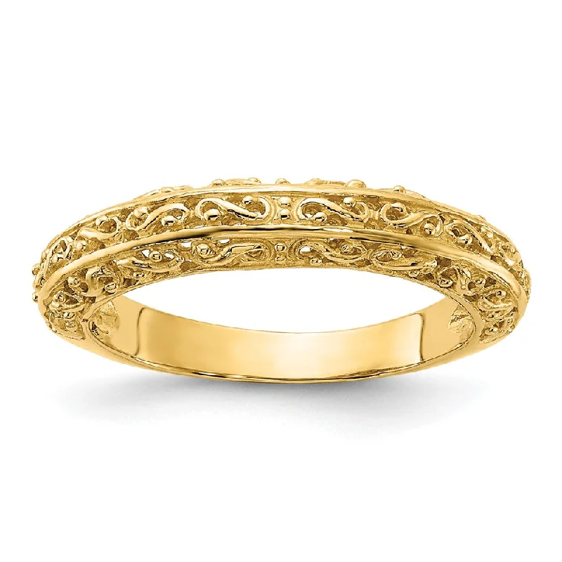 4mm 14K Yellow or White Gold Filigree Tapered Band