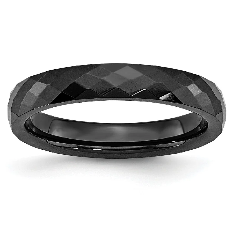 Stunning Jewelry At A Fraction Of The Price 4mm Black Ceramic Faceted Standard Fit Band