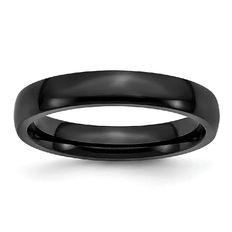 Sparkle More For Less – Jewelry Sale Happening Now 4mm Black Plated Stainless Steel Polished Domed Band