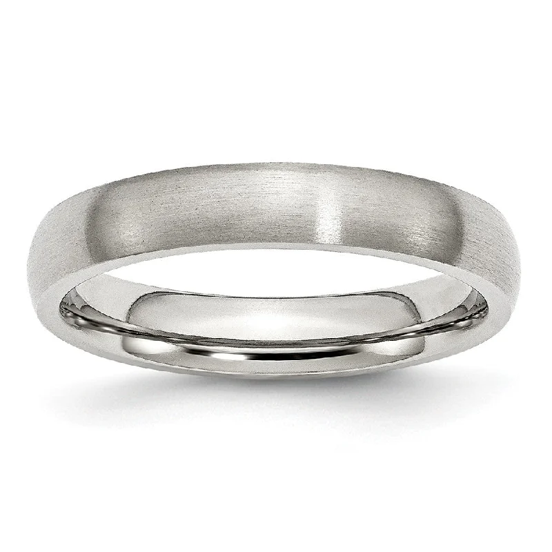 High-Quality Jewelry At A Fraction Of The Cost 4mm Brushed Domed Comfort Fit Band in Stainless Steel