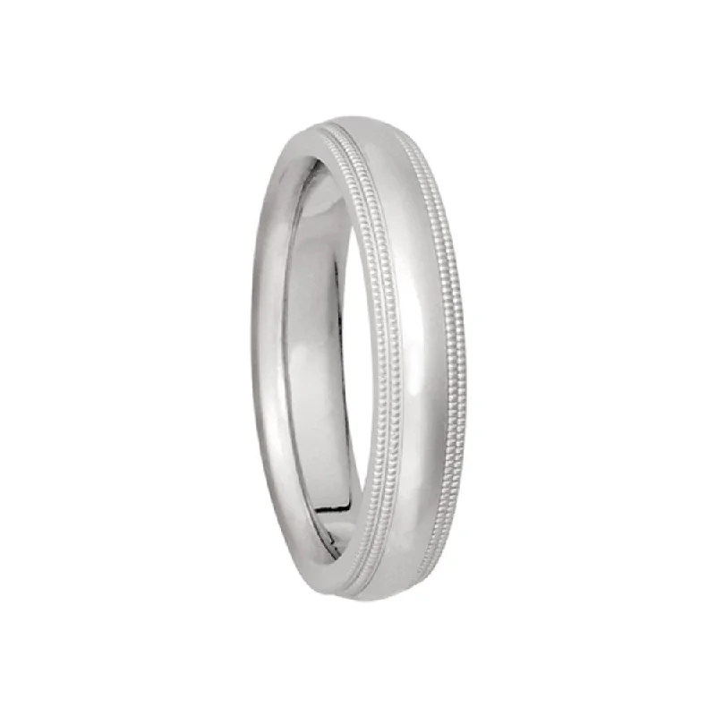 High-End Sparkle, Low-End Prices – Jewelry Sale Live 4mm Double Milgrain Comfort Fit Domed Band in 14k White Gold