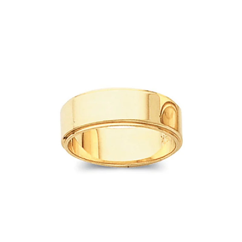 4mm Flat Ridged Edge Wedding Band in 10k Yellow Gold