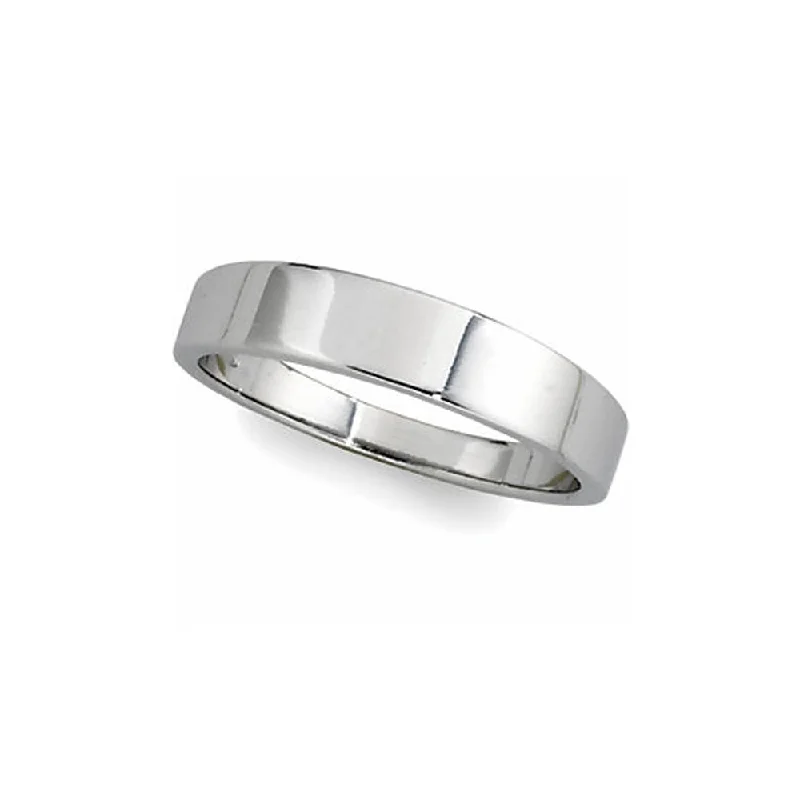 4mm Flat Tapered Wedding Band in 14k White Gold