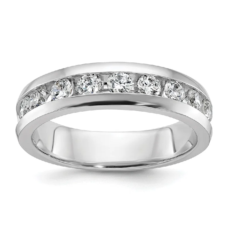 Luxury Handcrafted Jewelry For Elegant Looks 5.75mm 14K White Gold 9-Stone 1.0 Ctw Lab Created Diamond Band