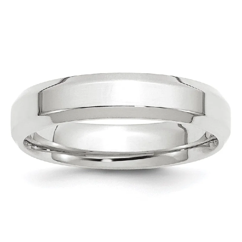 5mm 10K White or Yellow Gold Beveled Edge Comfort Fit Band