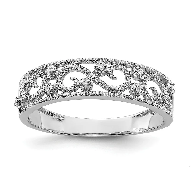 Must-Have Jewelry At Irresistible Discounts 5mm Diamond Scroll Design Ring in Sterling Silver